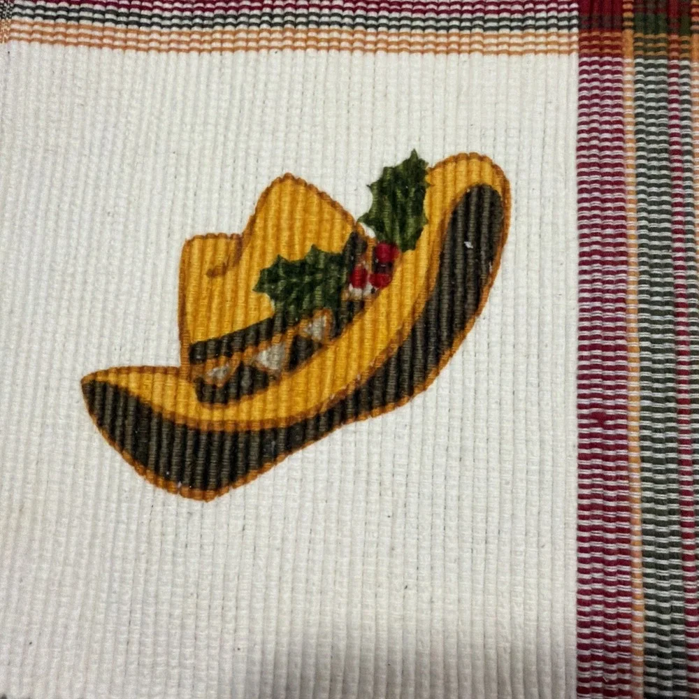 Set Of 4 Vintage St Nick Square Cowboy Western Christmas Placemats 001
